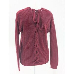 Ultra Flirt 90s Red Chunky Knit Tie-Back V-Neck Sweater Size Jrs. Extra Small